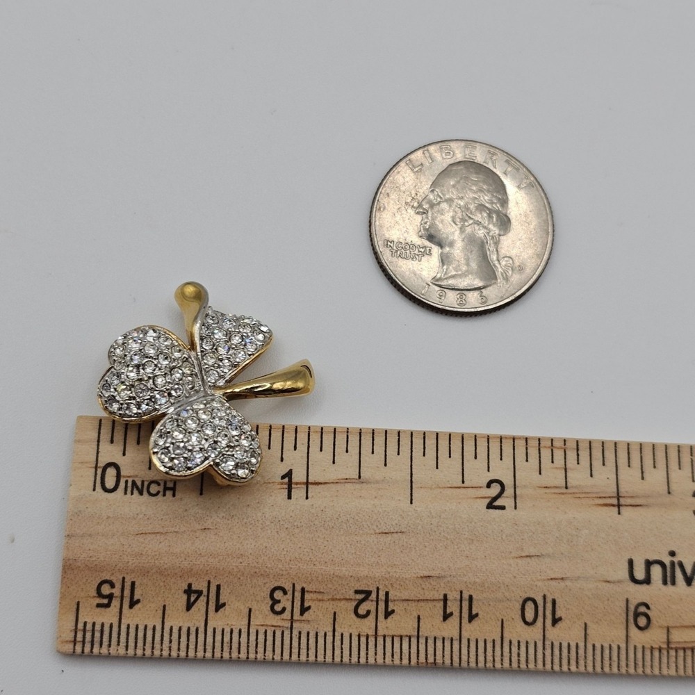 Tara Shamrock Rhinestone Brooch Gold Tone Irish St Patricks Day Lucky Clover Pin - Picture 3 of 11